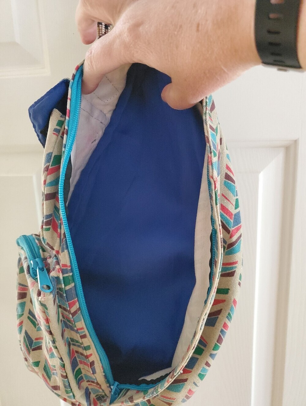 Kavu Rope Shoulder Sling Bag Limited Edition Aztec Geometric Turquoise Boho - Picture 5 of 12